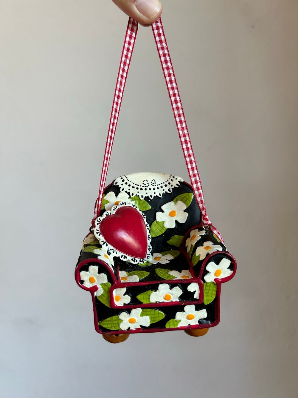 Mary Engelbreit Armchair Ornament, Black Daisy ME Ink Vtg Christmas Chair Decor